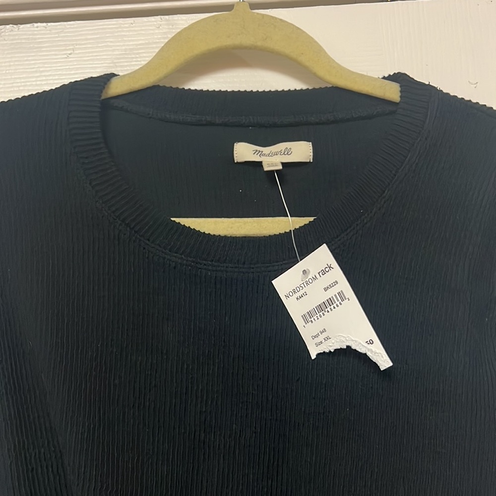 NWT Madewell Elwood Knot Front Top black long sleeve XXL 18 - Picture 6 of 7